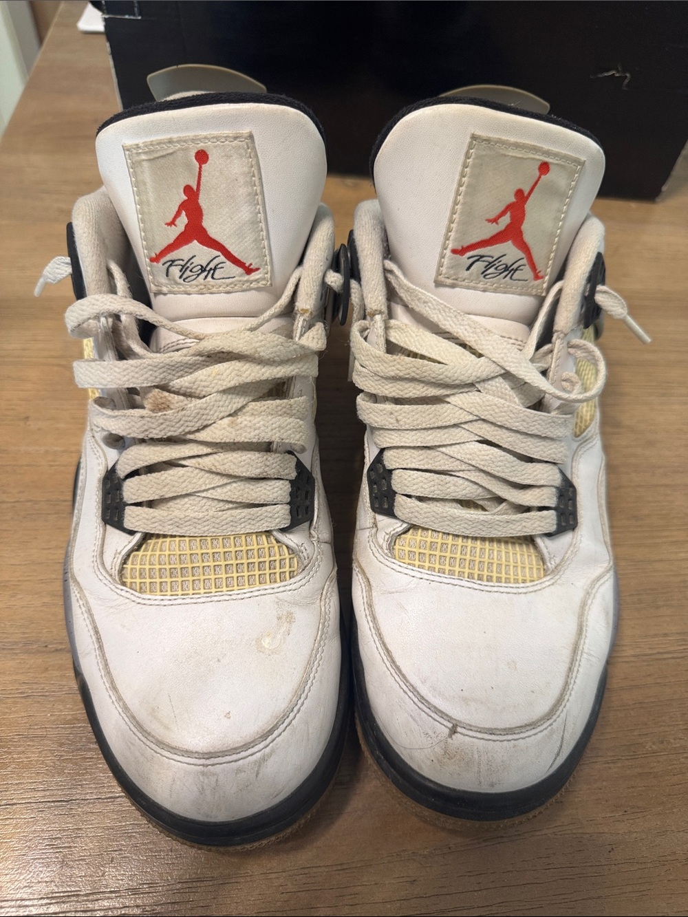 Jordan Retro Four Cement White/Yellow/Black Retro Basketball Shoes